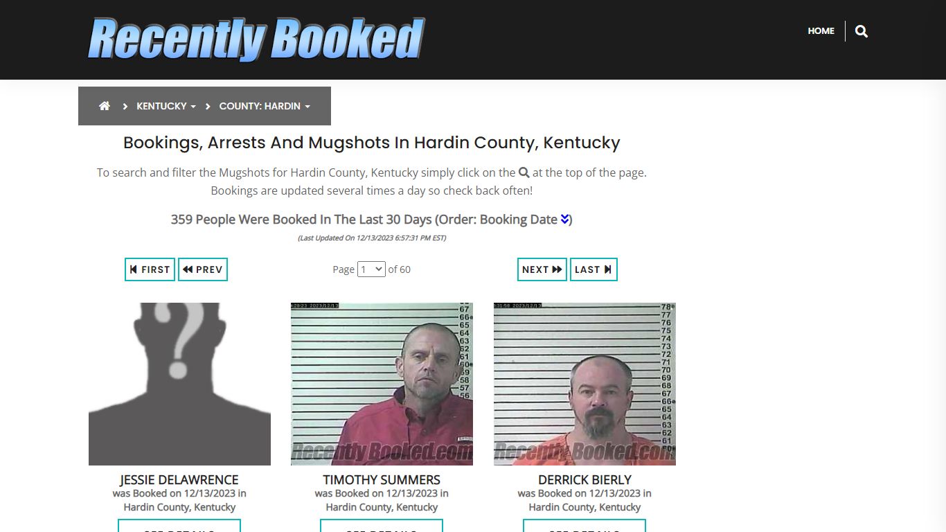 Recent bookings, Arrests, Mugshots in Hardin County, Kentucky