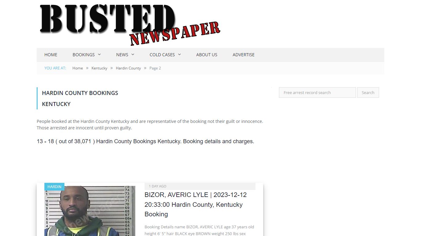 Hardin County, KY Mugshots - page 2 - BUSTED NEWSPAPER